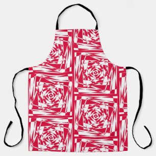 Tablier Illusion abstraite rouge blanc