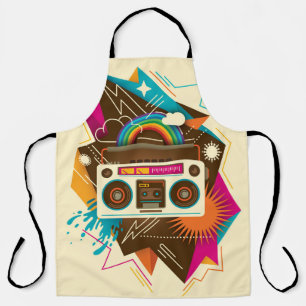 Tablier Illustration Abstraite de la radio Vintage colorée
