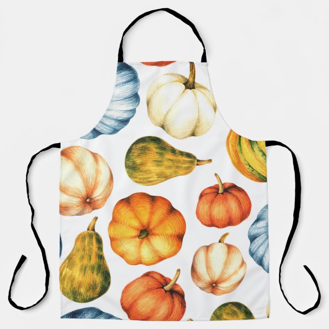 Tablier Illustration aquarelle avec citrouille. PA sans jo (Recto)