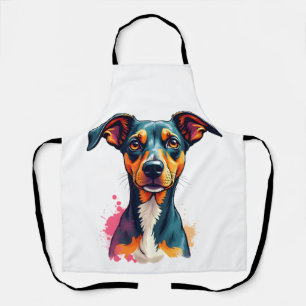 Tablier Illustration d'art pop de portrait de chien coloré