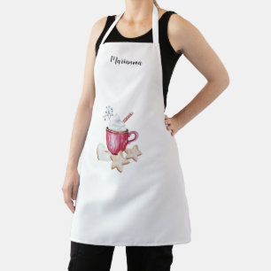 Tablier Illustration de cacao chaud et de cookies Monogram