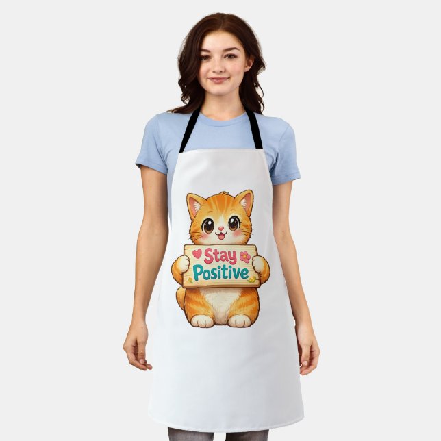 Tablier Illustration de chat mignon avec des vibrations po (Porté)