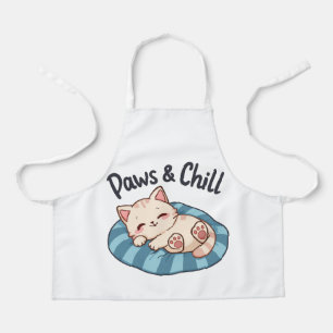Tablier Illustration de chat Paws & Chill Cartoon
