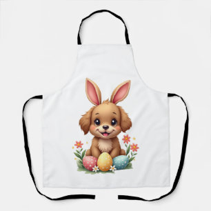 Tablier Illustration de chien de Pâques vintage avec lapin