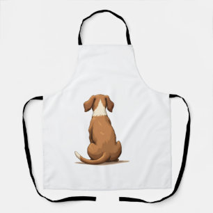 Tablier Illustration de chien vue arrière vintage marron e
