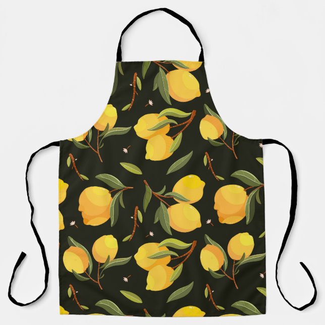 Tablier Illustration de citron : motif transparent peint à (Recto)