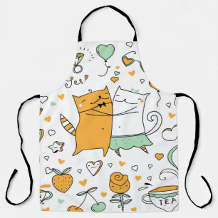 Tablier Illustration de couple de chats. dessin animé kitt