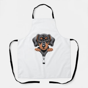 Tablier Illustration de dachshund mignon regardant par une