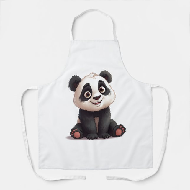 Tablier Illustration de dessin animé d'ours panda assis (Recto)