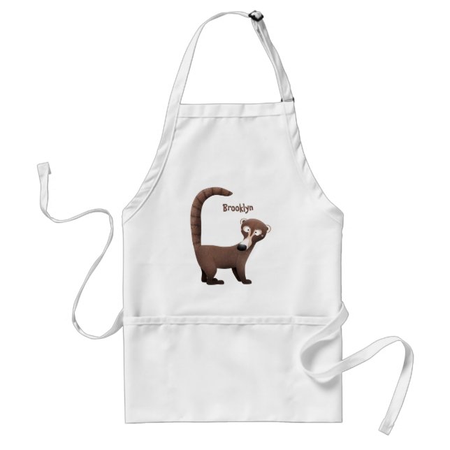 Tablier Illustration de dessin animé drôle de coati curieu (Devant)