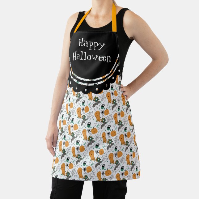 Tablier Illustration de doodles mignons de Halloween heure (Insitu)