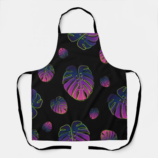 Tablier Illustration de feuille tropicale de Monstera (Recto)