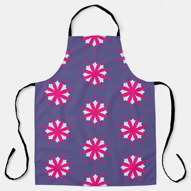 Tablier Illustration de formes florales violettes et roses (Recto)