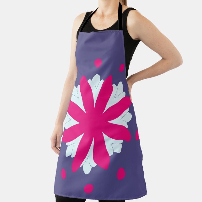 Tablier Illustration de formes florales violettes et roses (Insitu)