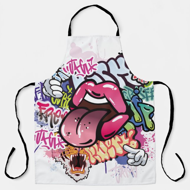 Tablier Illustration de graffiti avec lettres de graffitis (Recto)