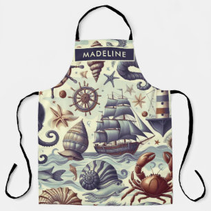 Tablier Illustration de la Vie marine nautique vintage