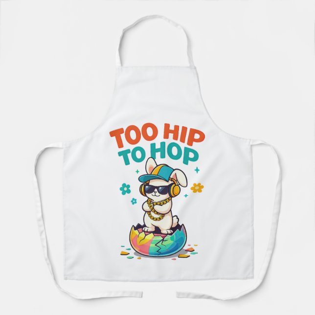 Tablier Illustration de lapin trop branché pour sauter Fun (Recto)