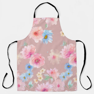 Tablier Illustration de l'aquarelle des fleurs. Coloris aq