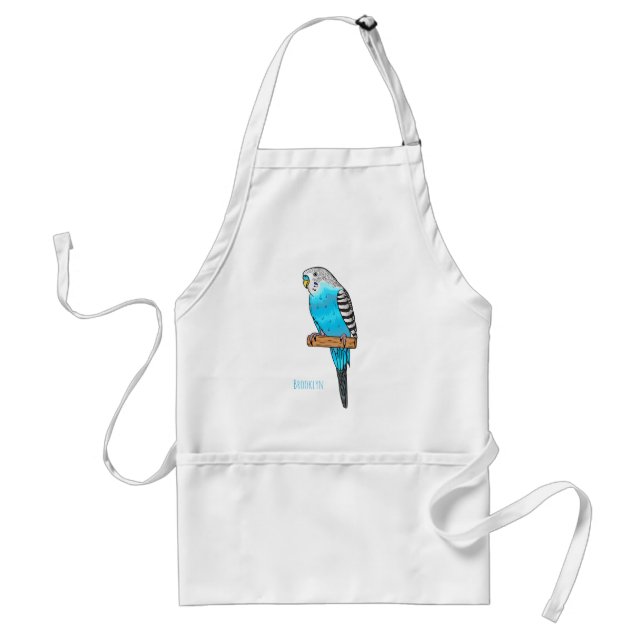 Tablier Illustration de l'oiseau bleu budgerigar (Devant)