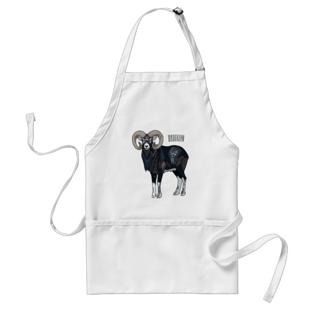 Tablier Illustration de mouflon, mouton (Devant)