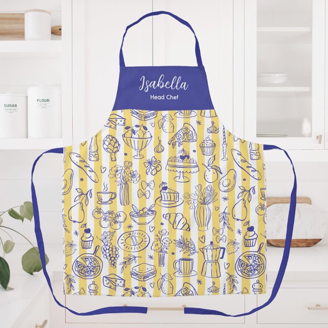 Tablier Illustration de nourriture italienne fantaisiste à (In situ)