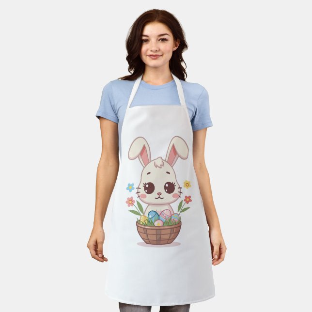 Tablier Illustration de Pâques de lapin kawaii pastel doux (Porté)