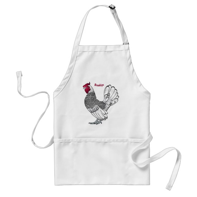 Tablier Illustration de poulet Sebright (Devant)