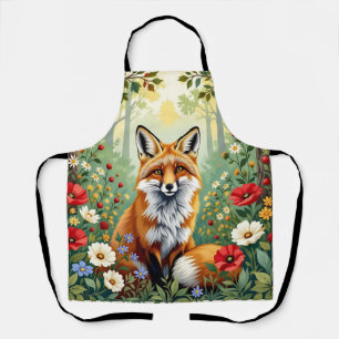Tablier Illustration de renard dans une forêt de fleurs sa