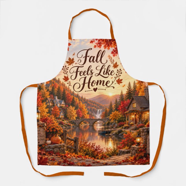 Tablier Illustration de sentiments rustiques d'automne com (Recto)
