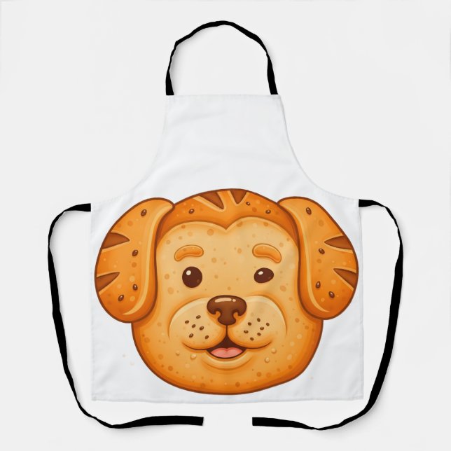 Tablier Illustration de visage de chien en cookie cuit mig (Recto)