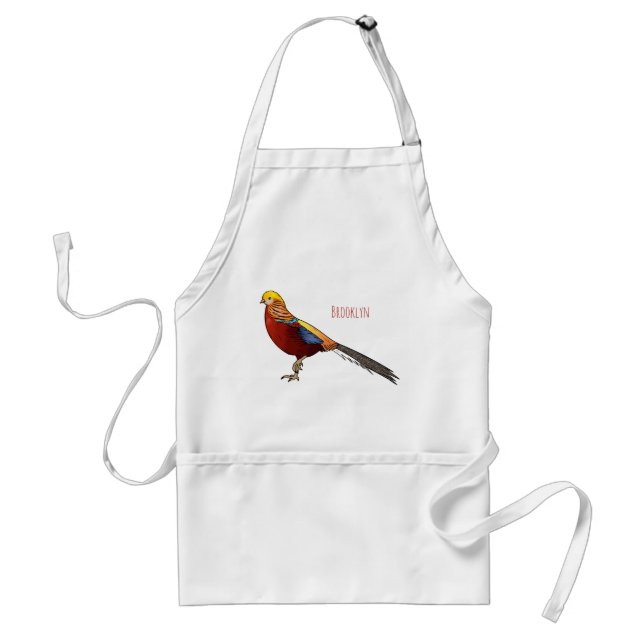 Tablier Illustration d'oiseau de faisan doré (Devant)