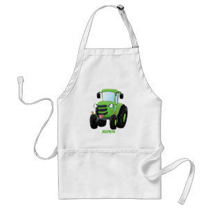 Tablier Illustration du joli joyeux tracteur agricole vert