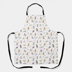Tablier Illustration du Motif de chats mignons en blanc