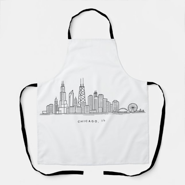 Tablier Illustration du paysage urbain de Chicago IL (Recto)