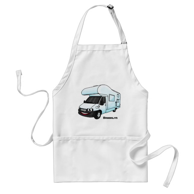 Tablier Illustration d'un campervan heureux (Devant)