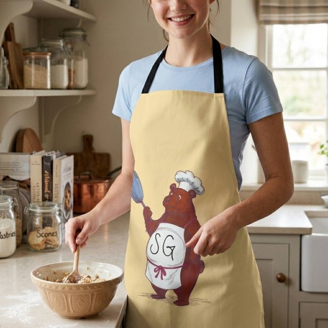 Tablier Illustration d'un ours en peluche mignon chef cuis (Créateur téléchargé)