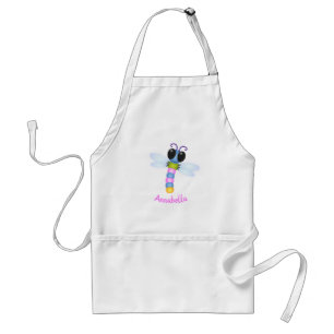 Tablier Illustration d'une libellule bleu et rose