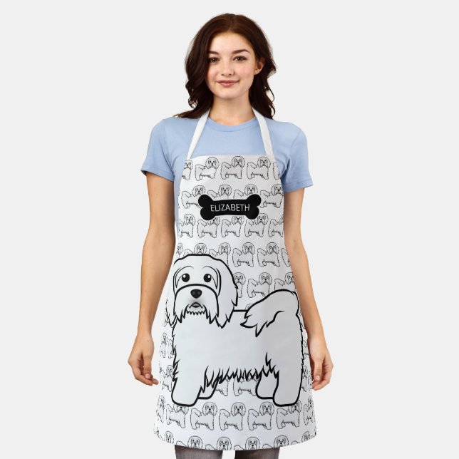 Tablier Illustration et nom de chien de dessin animé Havan (Porté)