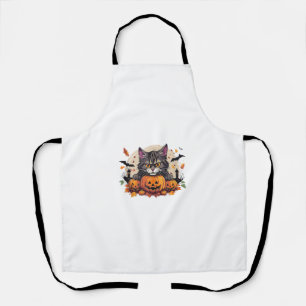 Tablier Illustration Halloween Chat avec citrouille