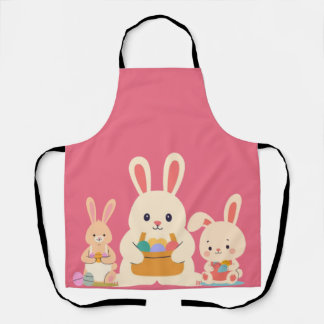 Tablier Illustration mignonne du lapin de Pâques pastel en