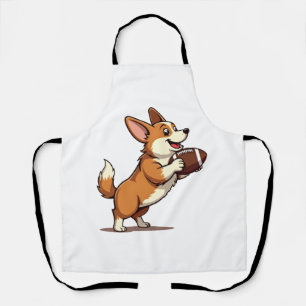 Tablier Illustration Rétro de Chien de Football Corgi Vint