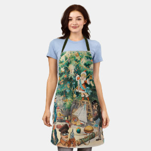 Tablier Illustration vintage Arbre de Noël de Puck, 1902