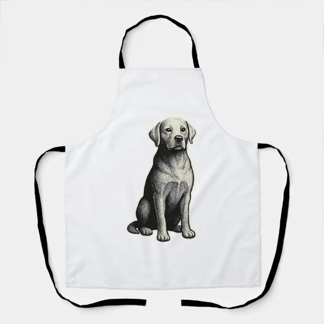 Tablier Illustration vintage de chien assis (Recto)