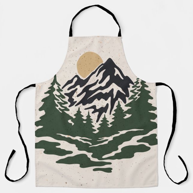 Tablier Illustration vintage du paysage de montagne (Recto)