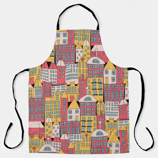 Tablier Illustration vintage d'un bâtiment urbain dans le (Recto)
