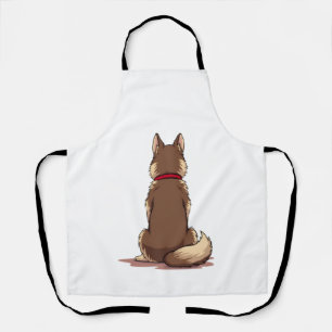 Tablier Illustration vintage d'un chien husky vu de dos Br