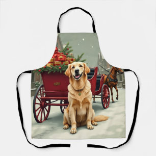 Tablier Illustration vintage d'un Golden Retriever dans un
