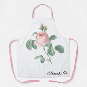 Tablier Illustration vintage personnalisée de rose rose