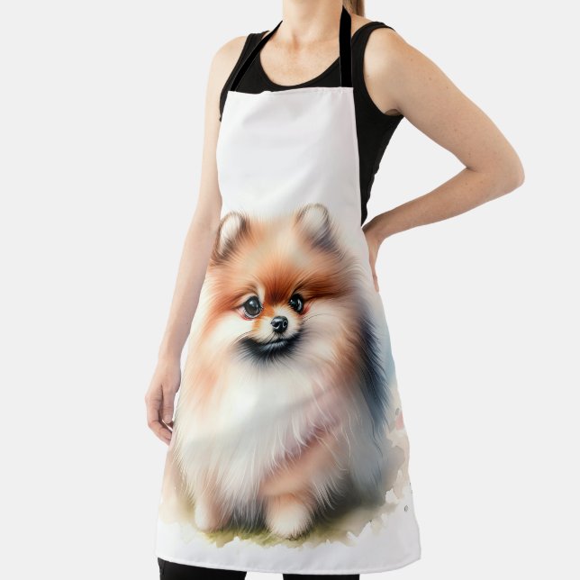 Tablier Image d'aquarelle mignonne Pomeranian (Insitu)