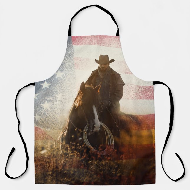 Tablier Image de cowboy du Jour de l'Indépendance. (Recto)